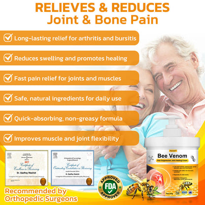 Tnnedey™ 💫🐝 Bee Venom Pain Suppression Joint Healing Cream (👩🏼‍⚕️ AOA Anbefalt)